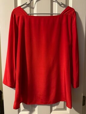 NWT Red Silk Square Neck Collar Blouse Antonio Melani Size M